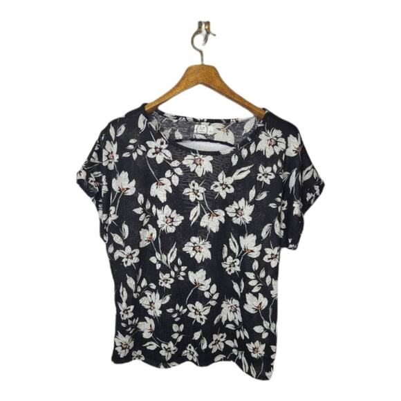 Maurices Size Large Black Floral‎ Print Top - Picture 1 of 11